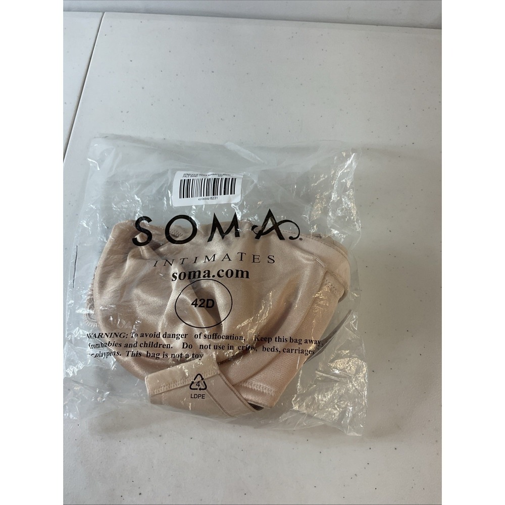 NEW Soma Sensuous sides minimizer 3" bra 42D pale sand (nude) underwire
